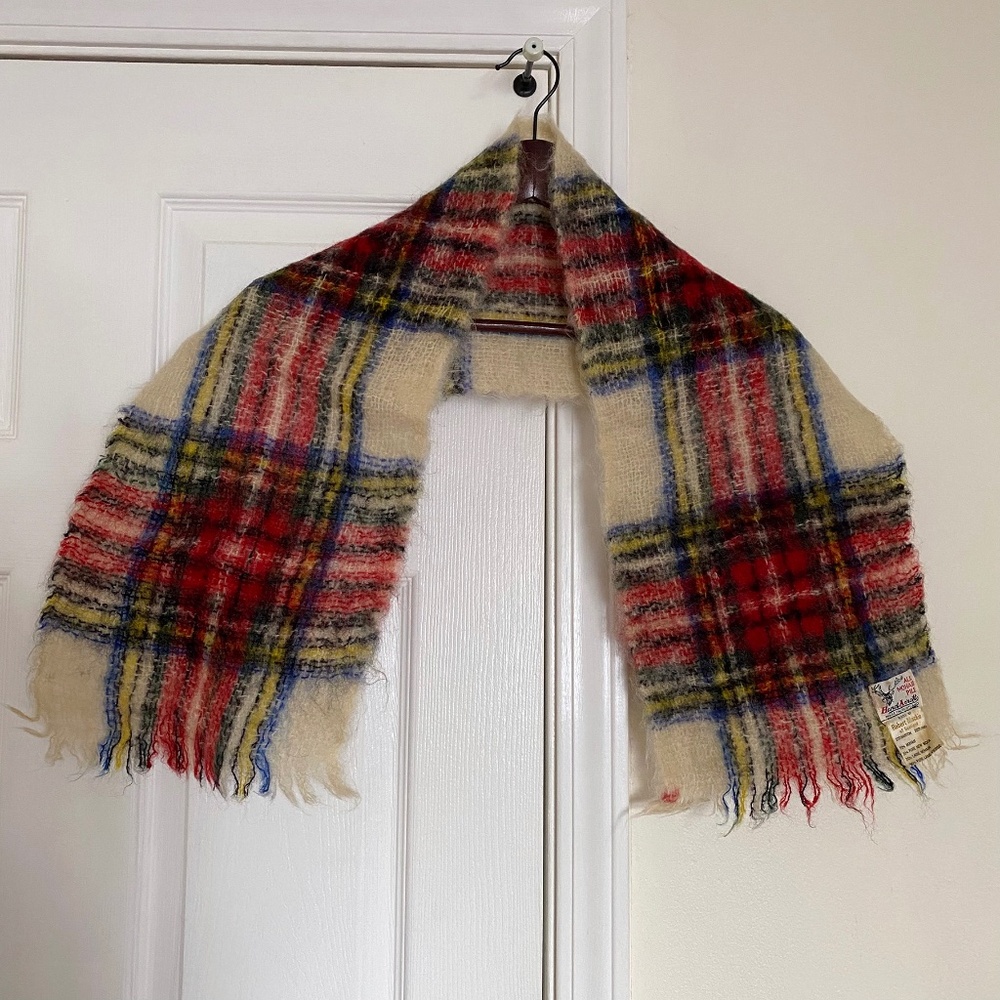 Vintage Robert Mackie of Scotland Mohair and Wool Plaid Scarf